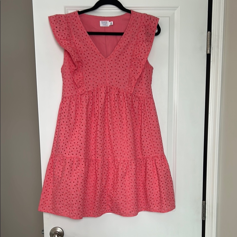 Pink Ruffled Tiered Sundress with Flutter Sleeves